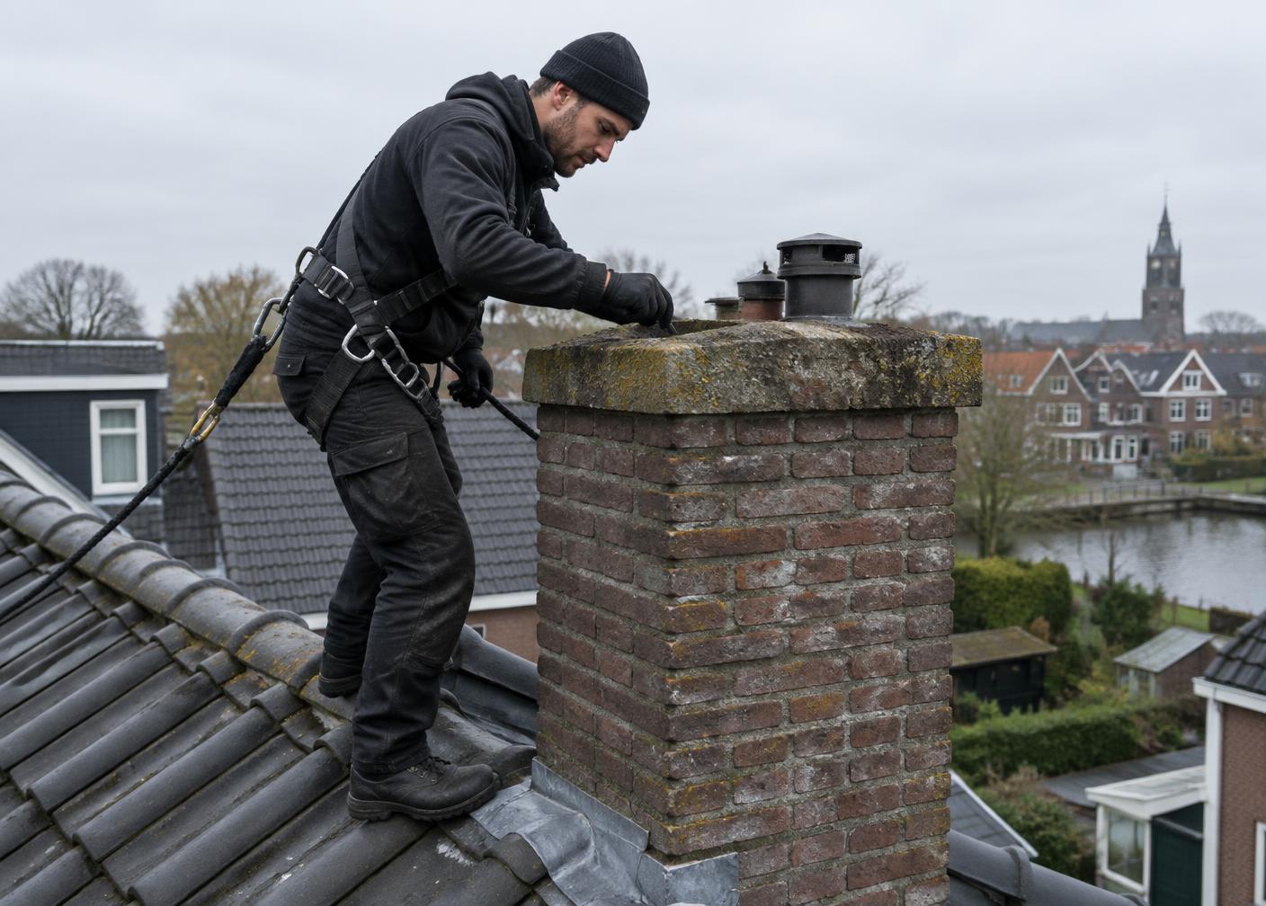 Controle van de schoorsteenkop